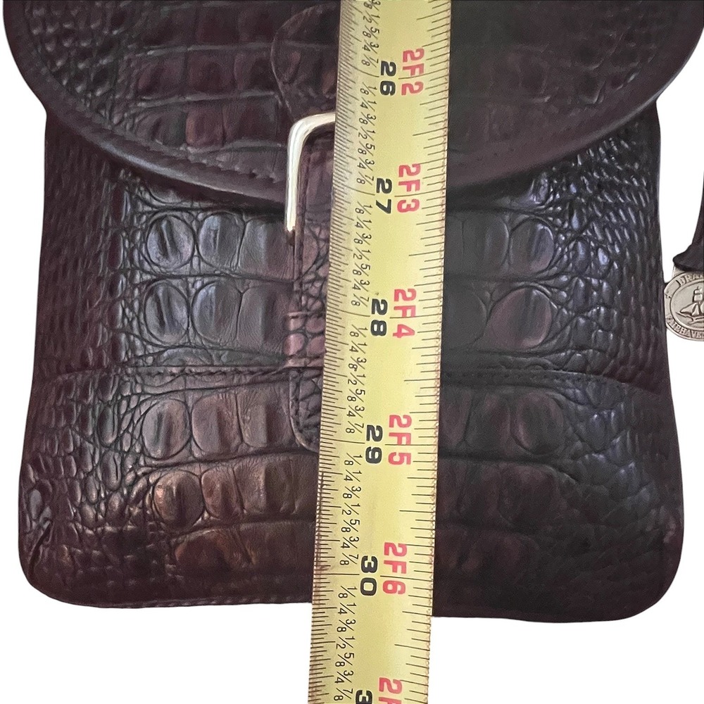 VTG Brahmin Dark Brown Croc Embossed Leather Crossbody Bag Made in USA *FLAWED* - Picture 11 of 16
